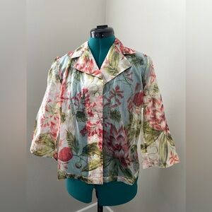 Emmanuel Ungaro Metallic Organza Floral Blouse